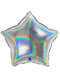 Balão Estrela Prateado Holográfico